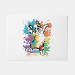 Tapete Colorido Kawaii Dançando Boston Terrier