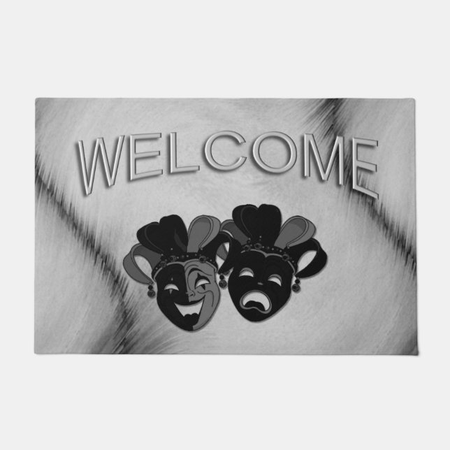 Tapete Comédia e Teatro Tragédia Jester Máscara Prata (Frente)