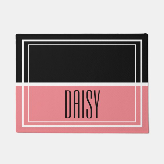 Tapete Comida rosa com nome de animal personalizado e águ (Frente)