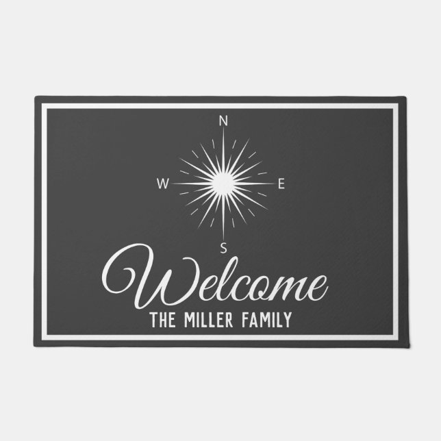 Tapete Compasso cinzento & branco da obscuridade náutica (Frente)