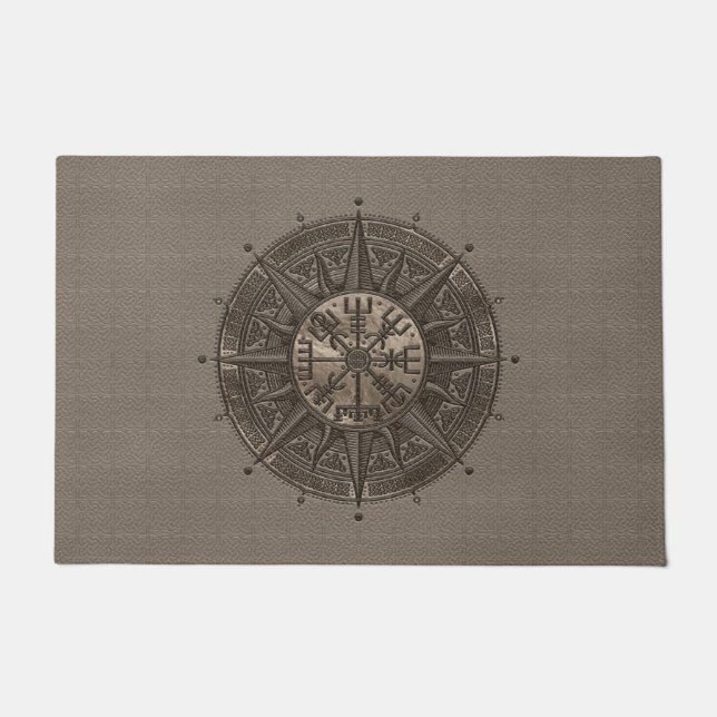 Tapete Compasso de Vegvisir - de Viking - couro e ouro (Frente)