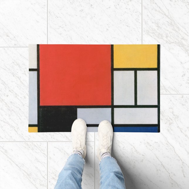 Tapete Composição de Piet Mondrian Vermelho Amarelo Azul  (Interior)