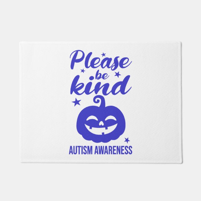 Tapete Consciência do Autisim Azul-Abóbora do Halloween (Frente)