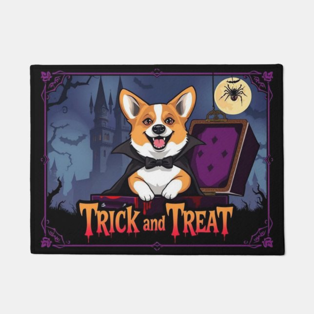 Tapete Contar Truque e Tratamento Corgi (Frente)