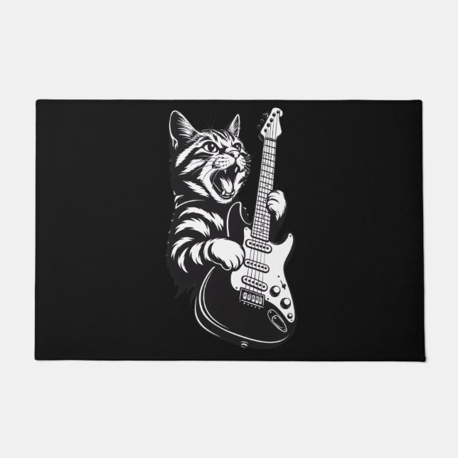 Tapete Cool Music Love | Rock Cat Playing Electric Guitar (Frente)