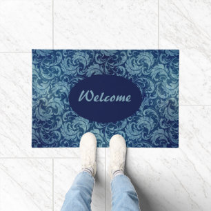 Tapete Cor damasco Elegante Blue Vintage