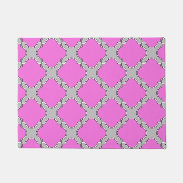 Tapete Cor-de-rosa-quatrefoil e cinzas (Frente)