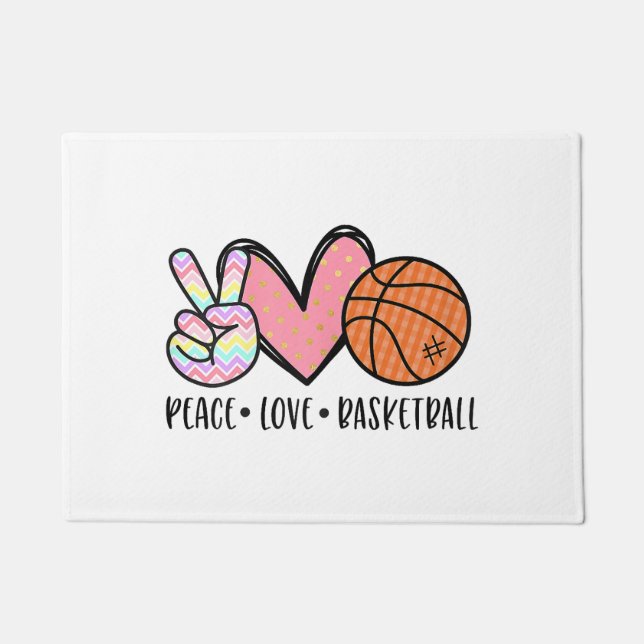 Tapete Coração de Basquete Peace Love para Mulheres Adole (Frente)