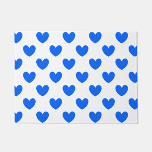 Tapete Corações de polca azul em branco
