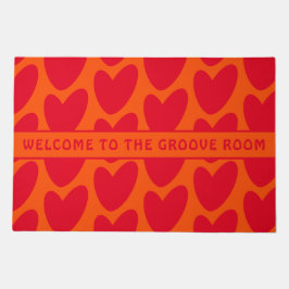 Tapete Corações Vermelhos e Laranja Retro