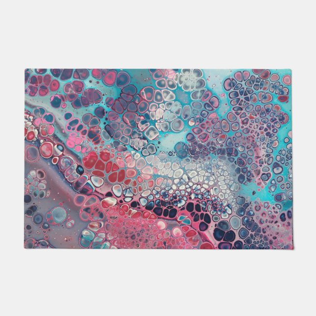 Tapete Coral e Aqua Acrílico - Abstrato (Frente)