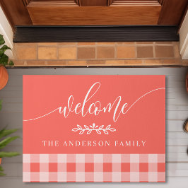 Tapete Coral E Buffalo Branco, Bem-Vindo Personalizado
