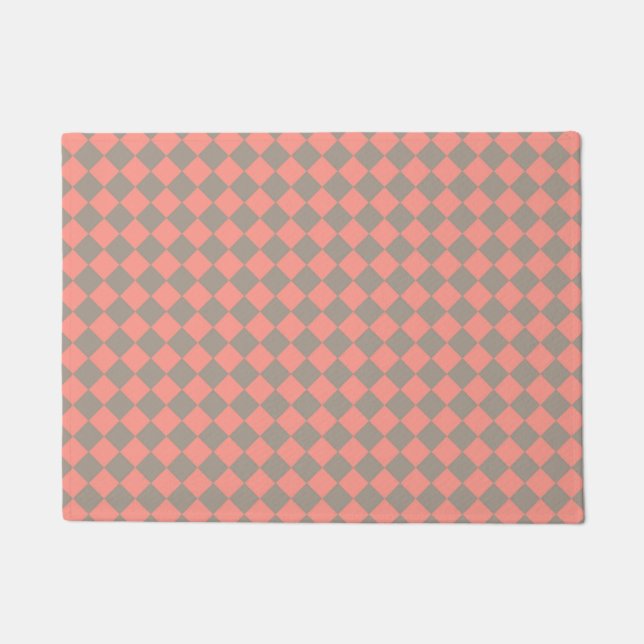 Tapete Coral Gray Checker Diamond Pattern (Frente)