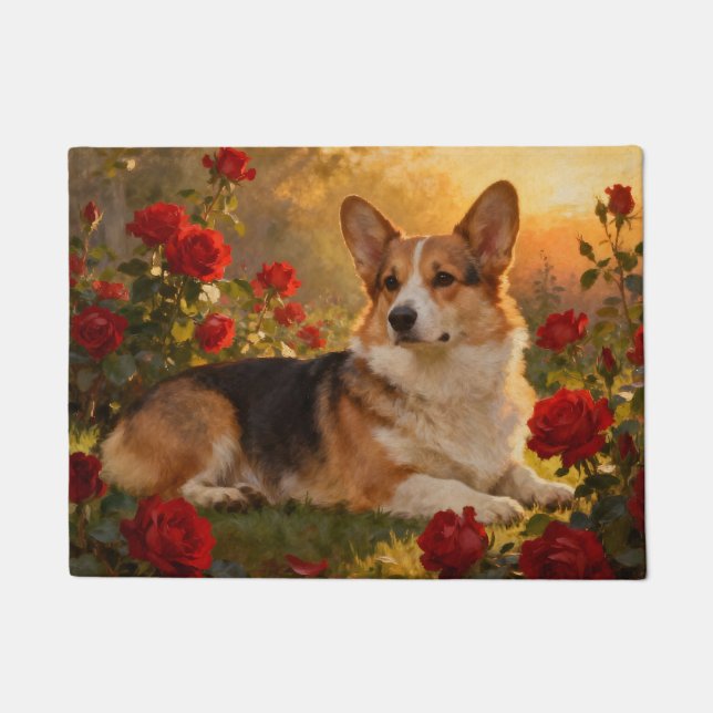 Tapete Corgi nas Rosas VI (Frente)