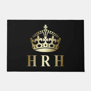 Tapete Coroa Real HRH Dourada E Negra