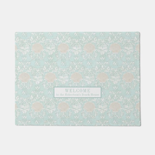 Tapete Costelas Praia Cor damasco Branca Azul (Frente)