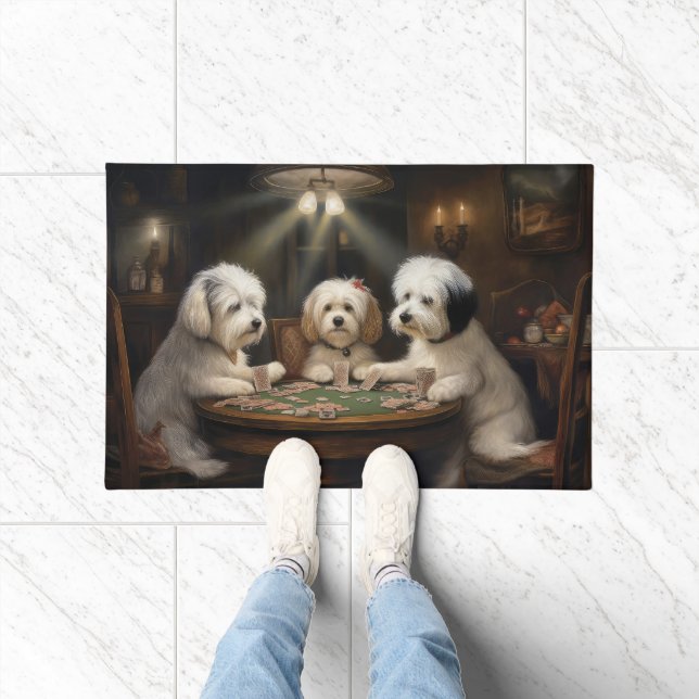 Tapete Coton De Tulear Cães Jogando Poker Art (Interior)