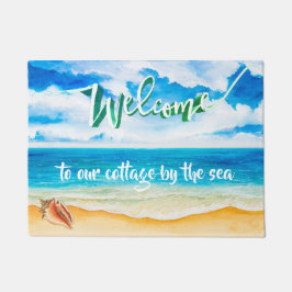 Tapete Cottage Watercolor Oceanside Shore