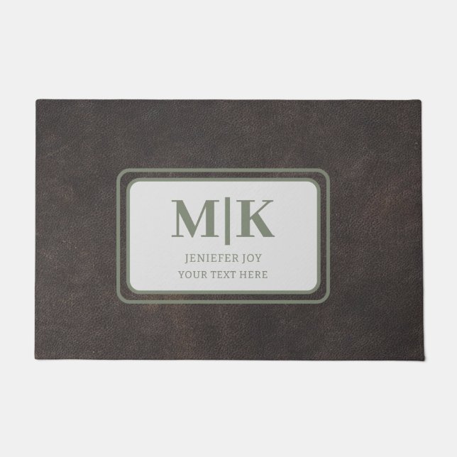 Tapete Couro Verde E Castanho Personalizado (Frente)