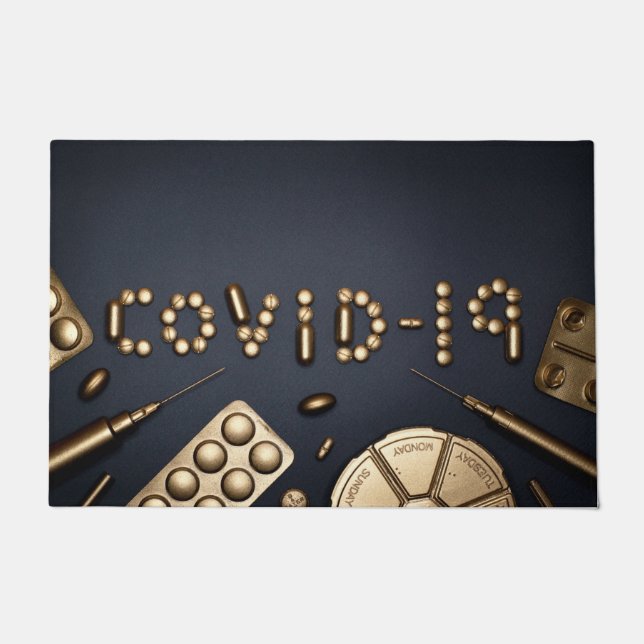 Tapete Covid-19 Mat De Chão (Frente)