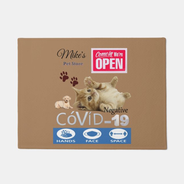 Tapete Covid 19 Pet Store Business Open Doormat (Frente)