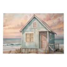 Cozy Coastage Cottage Beach House Watercolor