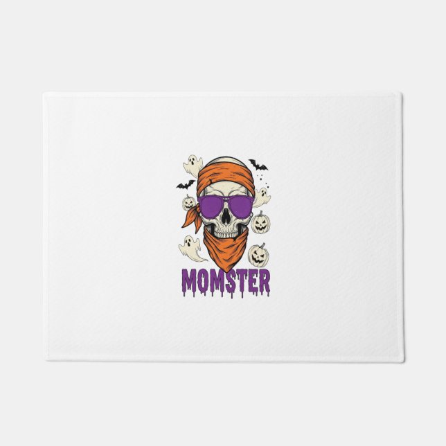 Tapete Crânio de monstermã Piada de Dia das Bruxas Mãe (Frente)