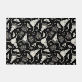 Tapete Crânio Gótico De Animais Com Padrão De Flores