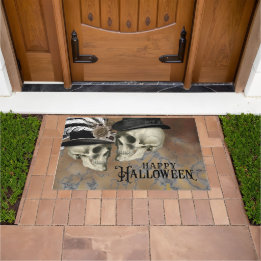 Tapete Crânios Góticos no Chapéu Vintage Halloween
