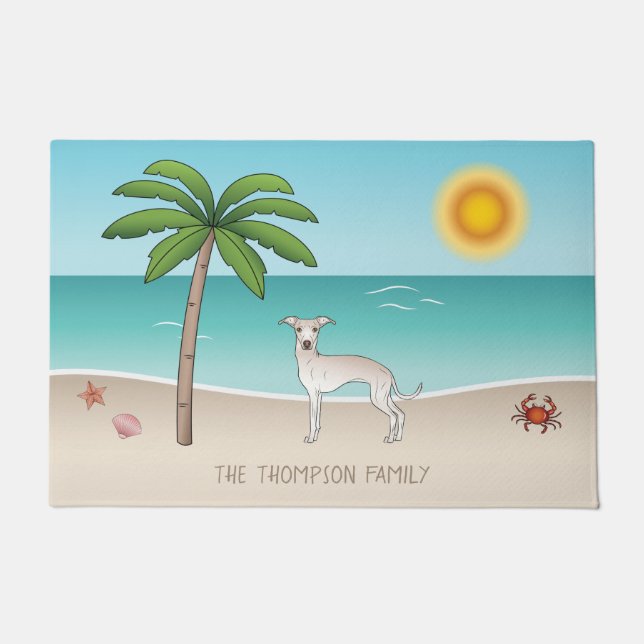 Tapete Cream - Greyhound Italiano Na Praia Tropical De Ve (Frente)