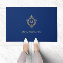 Crest Royal Azul Falso Ouro Monograma Nome Vintage