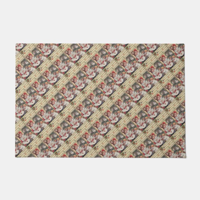 Tapete Crianças Vitorianas Natais vintages Mat (Frente)