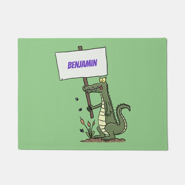 Tapete Crocodilo engraçado, alinhador com cartoon (Frente)