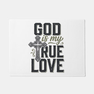 Tapete Cruz Cristã Deus É Meu Verdadeiro Amor Vetor