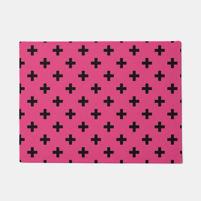 Tapete Cruzes de polca negra em fuchsia (Frente)