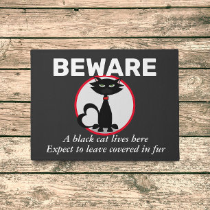 Tapete Cuidado com a Porta Furiosa Personalizada de Gato