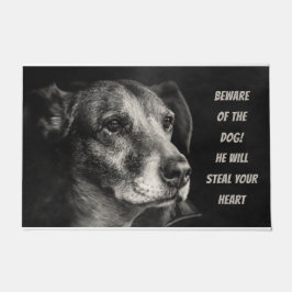 Tapete Cuidado com o cão, foto personalizada de animais d