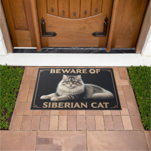 Tapete Cuidado com o gato siberiano, gatinho siberiano Na