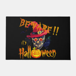 Tapete Cuidado é Halloween Caveira e Abóbora
