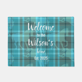 Tapete Custom Equestrian Tartan Family Welcome Coir Mat