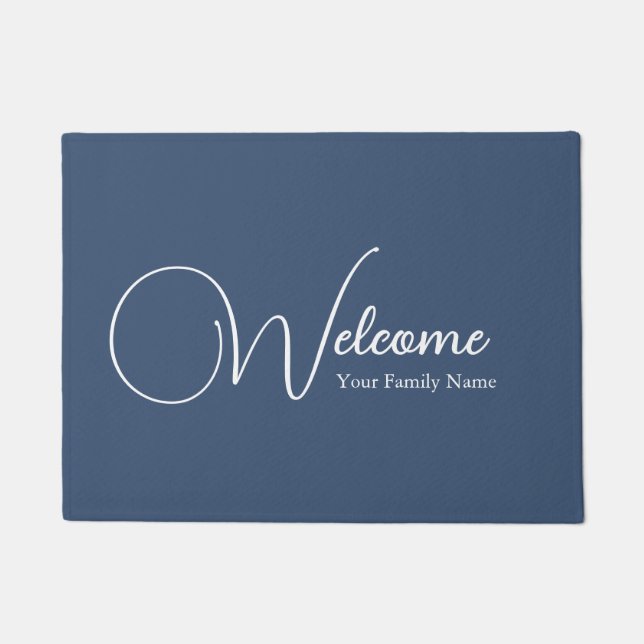 Tapete Custom Navy Blue Welcome Elegant Calligraphy (Frente)