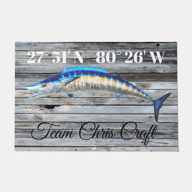 Tapete Custom Wahoo Door Mat with Lat and Long (Frente)