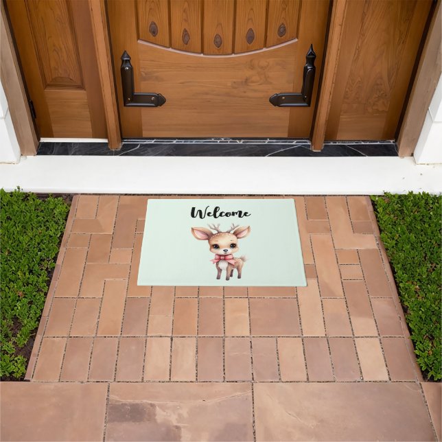 Tapete Cute Baby Deer Cartoon Illustration Welcome (Ar livre)