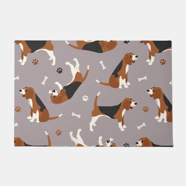 Tapete Cute Beagles Paws and Bones Gray (Frente)