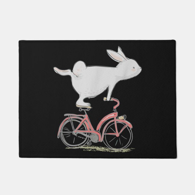 Tapete Cute Bunny Rabbit On Bike Cycling Bicycle (Frente)