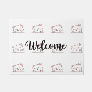 Tapete Cute Cat Peeking Welcome