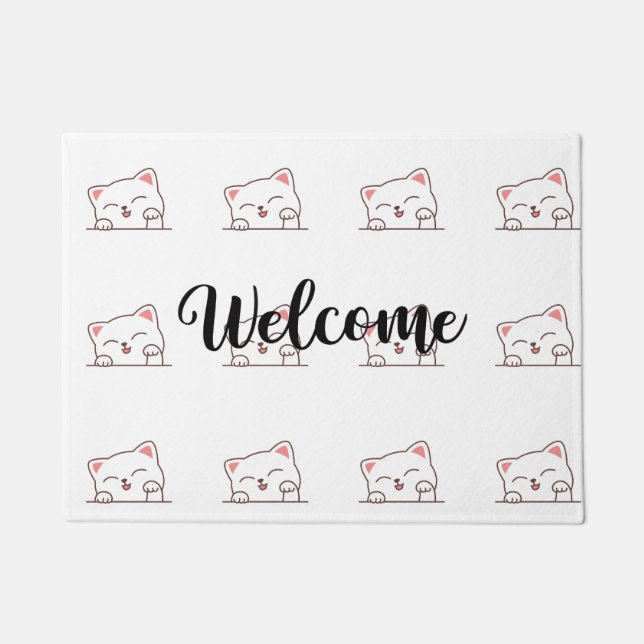 Tapete Cute Cat Peeking Welcome (Frente)