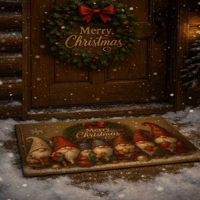 Tapete Cute Christmas Gnomes Merry Doormat (Criador carregado)