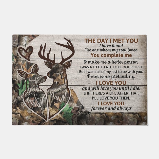 Tapete Cute Deer Couples Doormat, Lovely Letter (Frente)