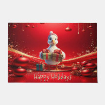 Cute Duck Christmas Holiday Doormat